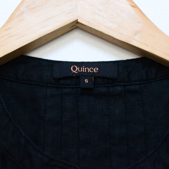 Quince 100% European Linen Short Sleeve Swing Dress A-Line Black Size S - Picture 6 of 7
